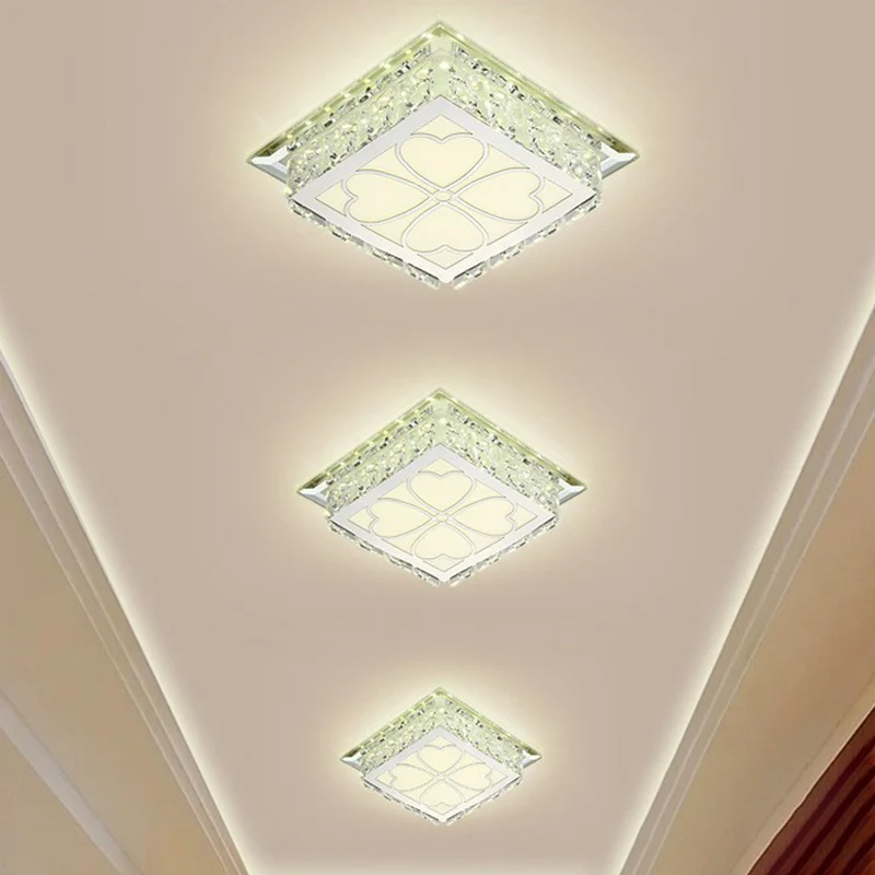 Plafonnier LED carré évident en cristal de simplicité, luminaire de plafond pour Foyer
