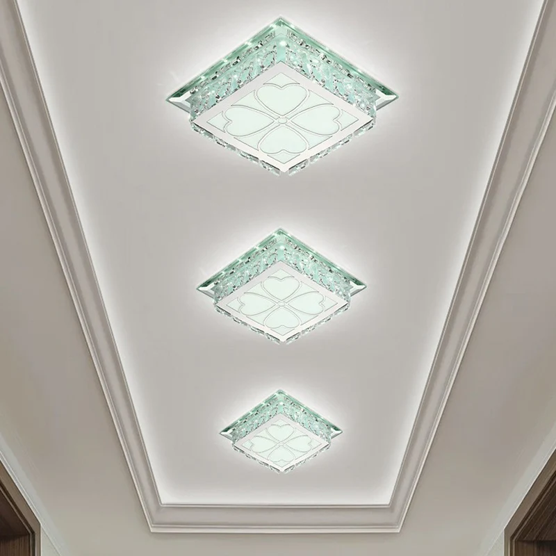 Plafonnier LED carré évident en cristal de simplicité, luminaire de plafond pour Foyer