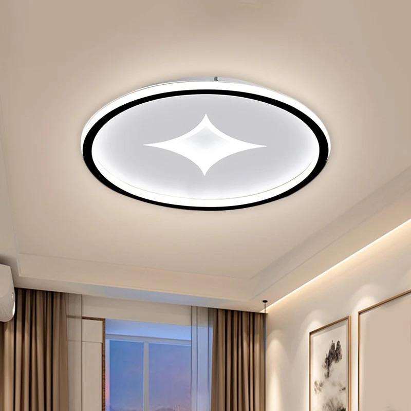 Plafonnier LED contemporain ultra fin en métal pour chambre à coucher, 40,6 cm/49,5 cm de largeur, noir/or, lumière chaude...