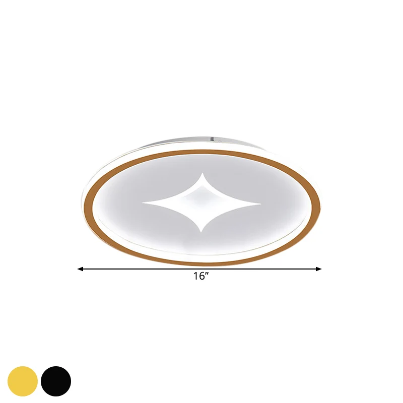 Plafonnier LED contemporain ultra fin en métal pour chambre à coucher, 40,6 cm/49,5 cm de largeur, noir/or, lumière chaude...