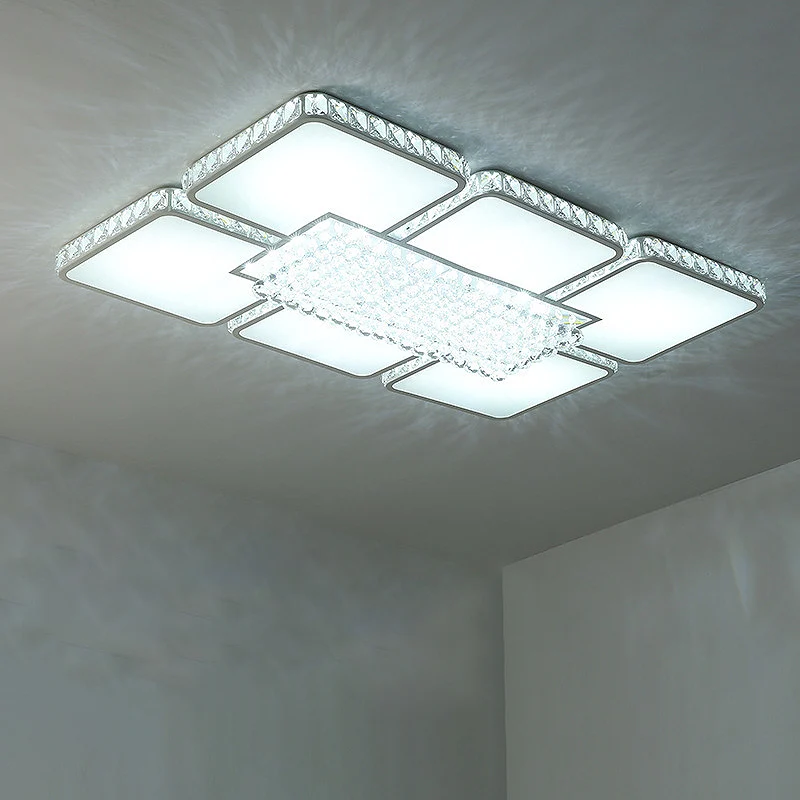 Plafonnier LED en cristal contemporain blanc carré pour salon lampe encastrée en blanc/lumière chaude Style industriel
