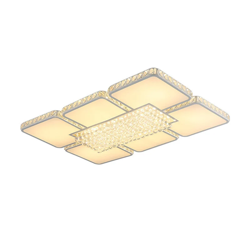 Plafonnier LED en cristal contemporain blanc carré pour salon lampe encastrée en blanc/lumière chaude Style industriel