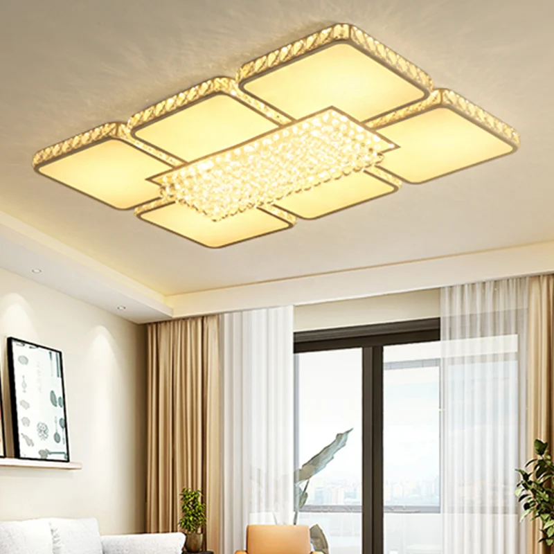 Plafonnier LED en cristal contemporain blanc carré pour salon lampe encastrée en blanc/lumière chaude Style industriel