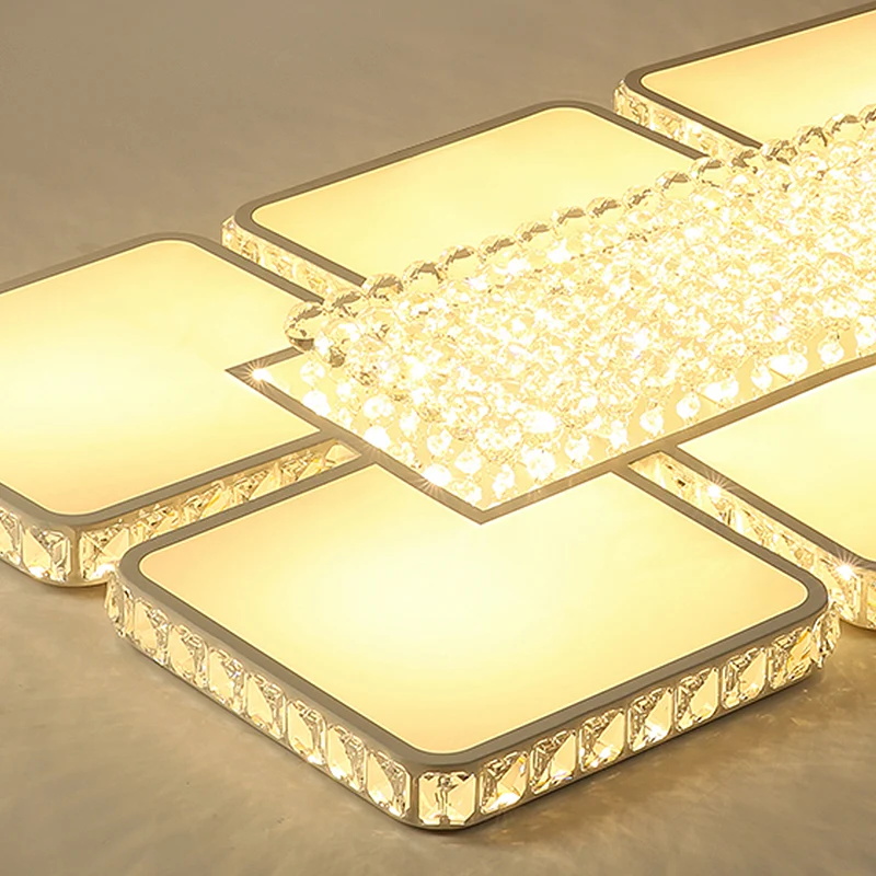 Plafonnier LED en cristal contemporain blanc carré pour salon lampe encastrée en blanc/lumière chaude Style industriel