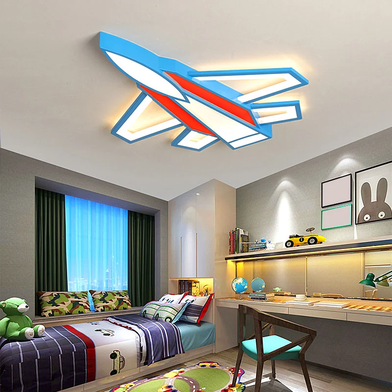 Plafonnier LED en forme d'avion de dessin animé, luminaire de plafond en métal pour chambre d'enfant pour ambiance cosy