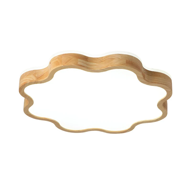 Plafonnier LED en forme de nuage pour enfants, luminaire de plafond en bois évident pour chambre à coucher avec effet scin...