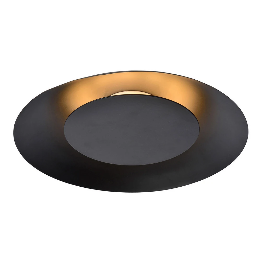 Plafonnier LED Foskal en noir, Ø 34,5 cm Style industriel