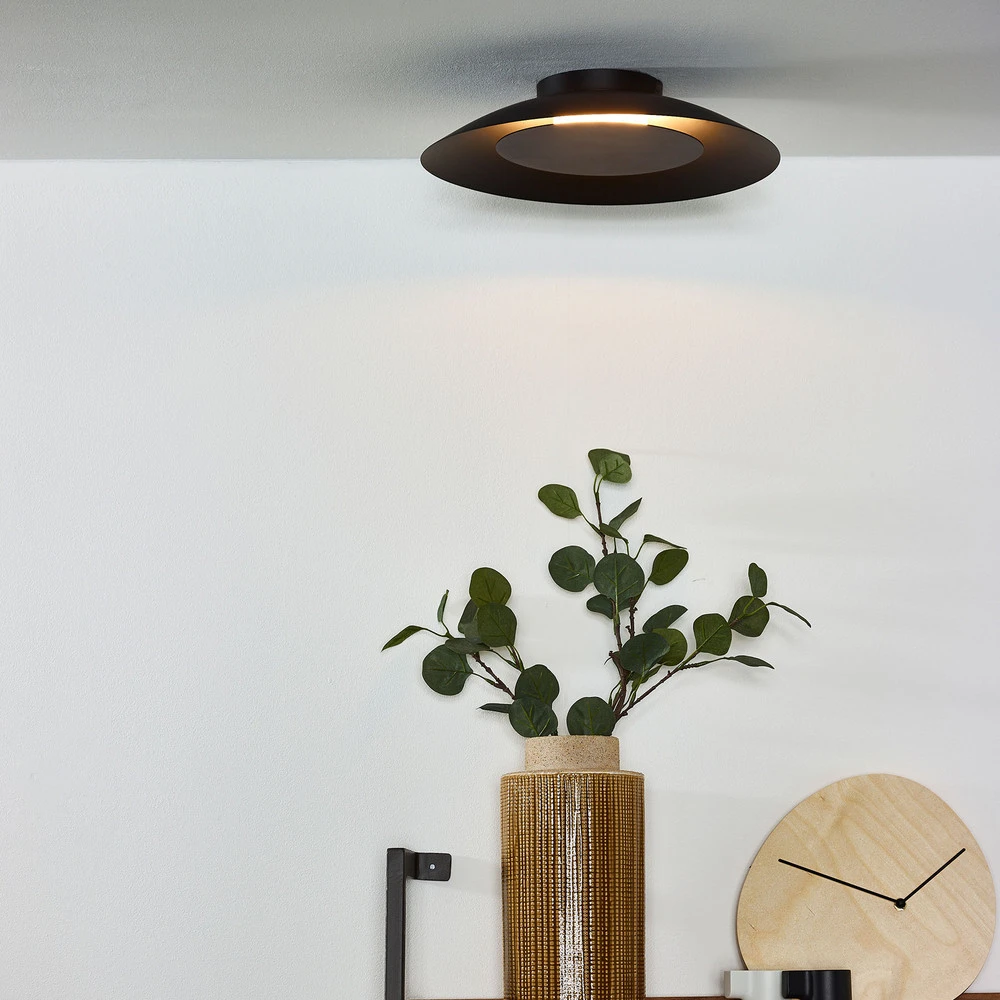 Plafonnier LED Foskal en noir, Ø 34,5 cm Style industriel