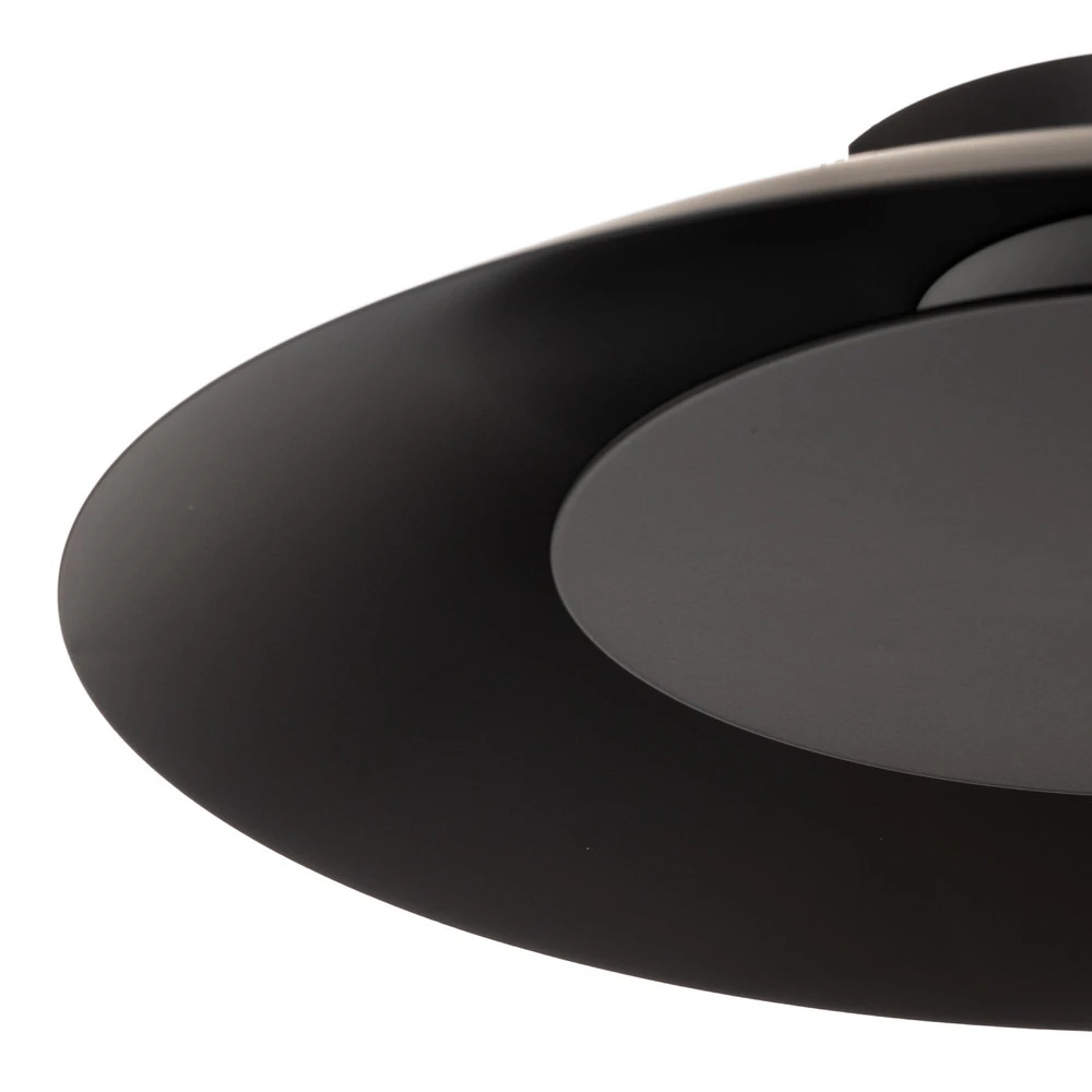 Plafonnier LED Foskal en noir, Ø 34,5 cm Style industriel
