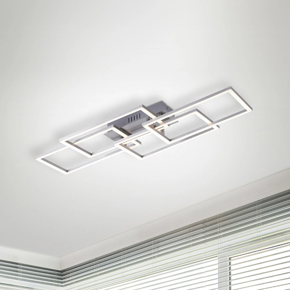Plafonnier LED Iven, tamisé, acier, 70x34,5 cm pour chambre d'enfant