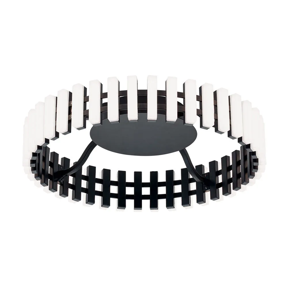 Plafonnier LED Mansion, noir et blanc Ø 43 cm avec base en bois