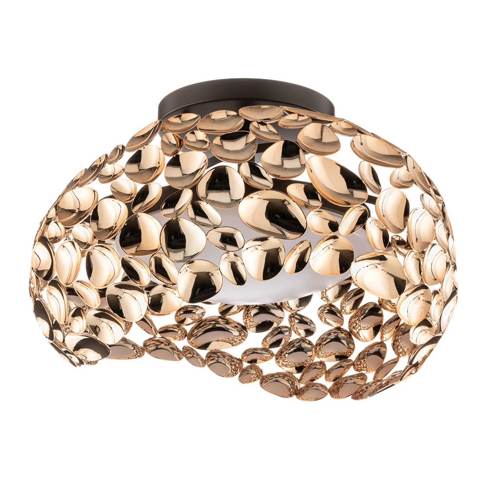 Plafonnier LED Narisa, Ø 46 cm, doré rosé avec effet scintillant