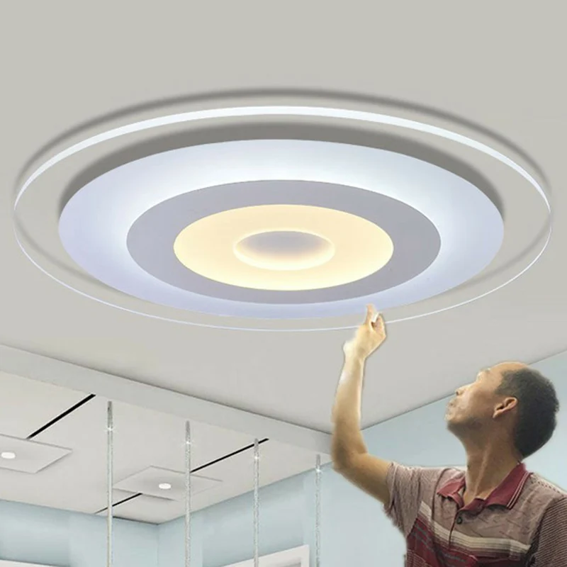 Plafonnier LED rond extra fin Simplicity en acrylique blanc - Plafonnier encastré - Installation Facile