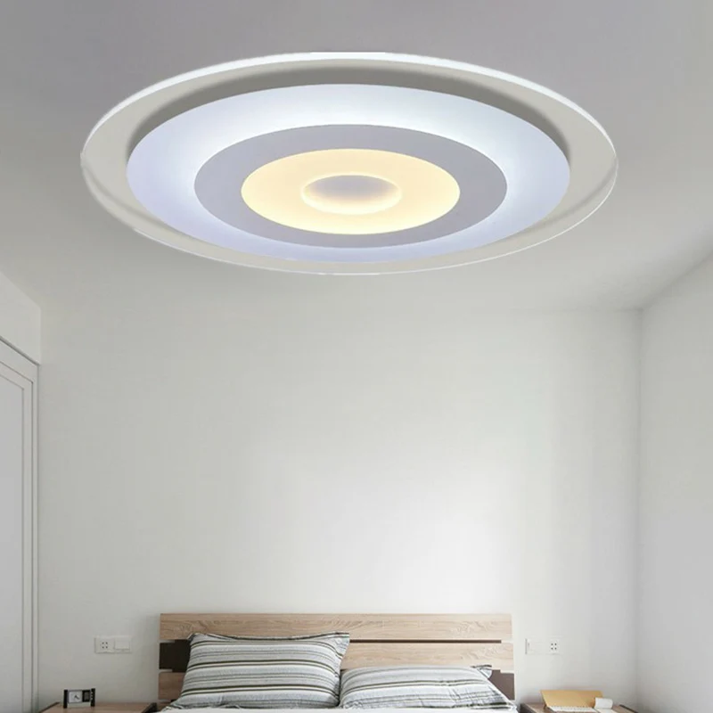 Plafonnier LED rond extra fin Simplicity en acrylique blanc - Plafonnier encastré - Installation Facile