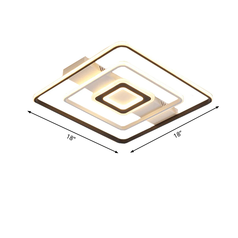 Plafonnier LED tendance en aluminium noir et blanc avec cadre rond/carré/rectangulaire, lumière blanche pour salon