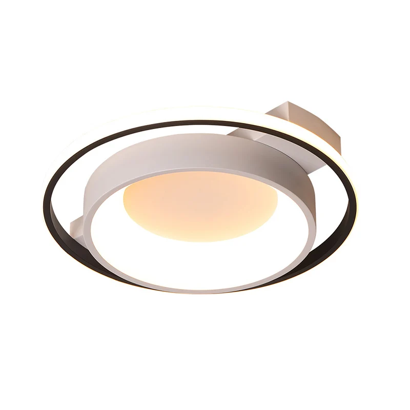 Plafonnier plat métallique de 16 "/19,5" de diamètre, style moderniste, LED, montage encastré blanc, lumière chaude/blanch...
