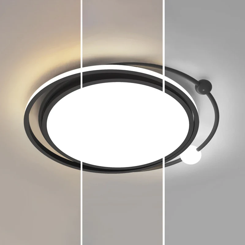 Plafonnier rond finition noire simplicité LED éclairage encastré en acrylique pour chambre à coucher Style industriel