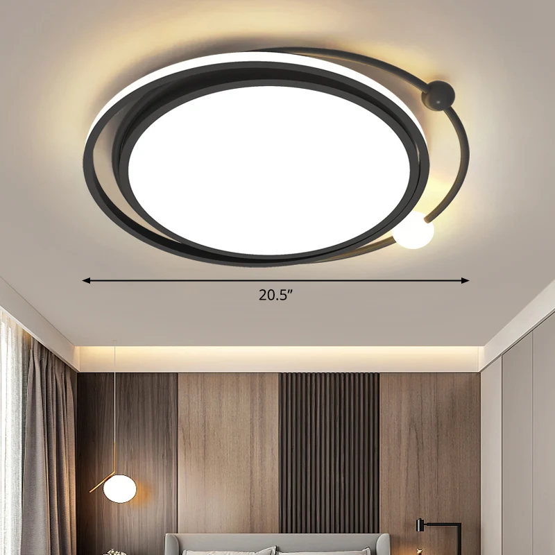Plafonnier rond finition noire simplicité LED éclairage encastré en acrylique pour chambre à coucher Style industriel