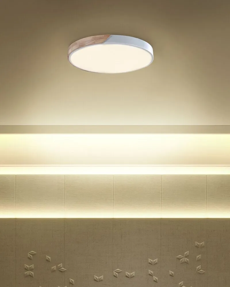 Projecteur à motifs Acier LED Ceiling Lamp White Light Wood PATTANI