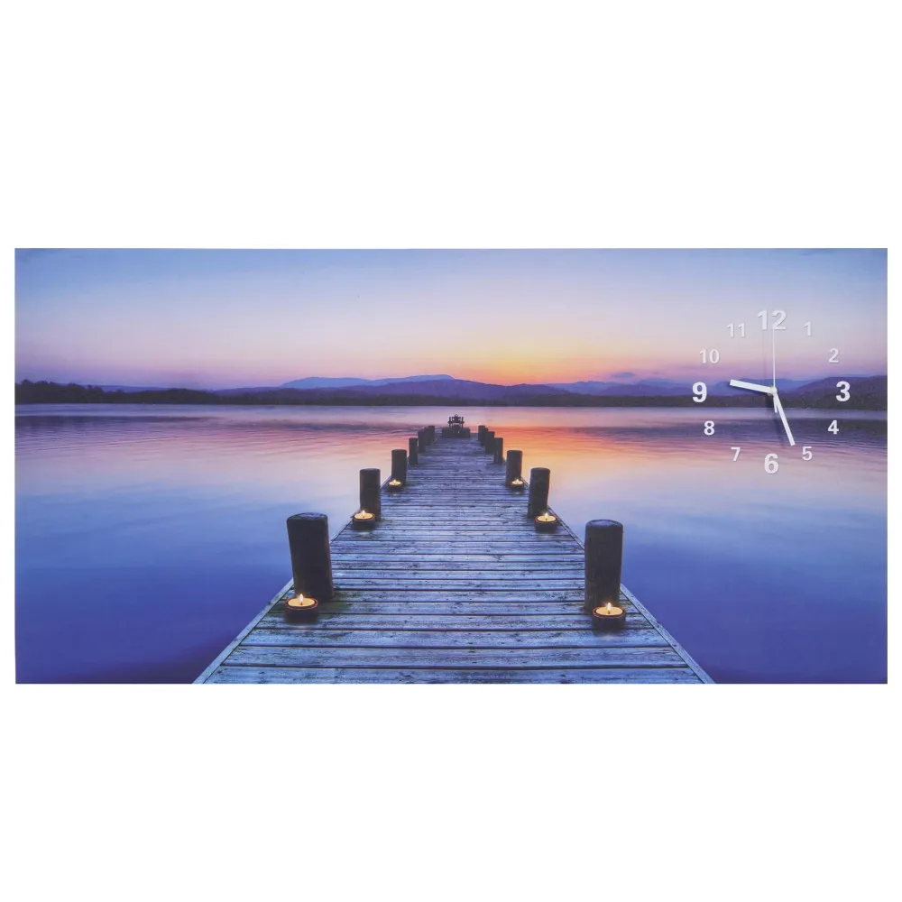 Projecteur à motifs Image LED sur toile illuminée tableau mural minuterie pont horloge murale 110x55cm 04_0003566