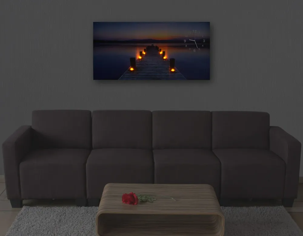 Projecteur à motifs Image LED sur toile illuminée tableau mural minuterie pont horloge murale 110x55cm 04_0003566