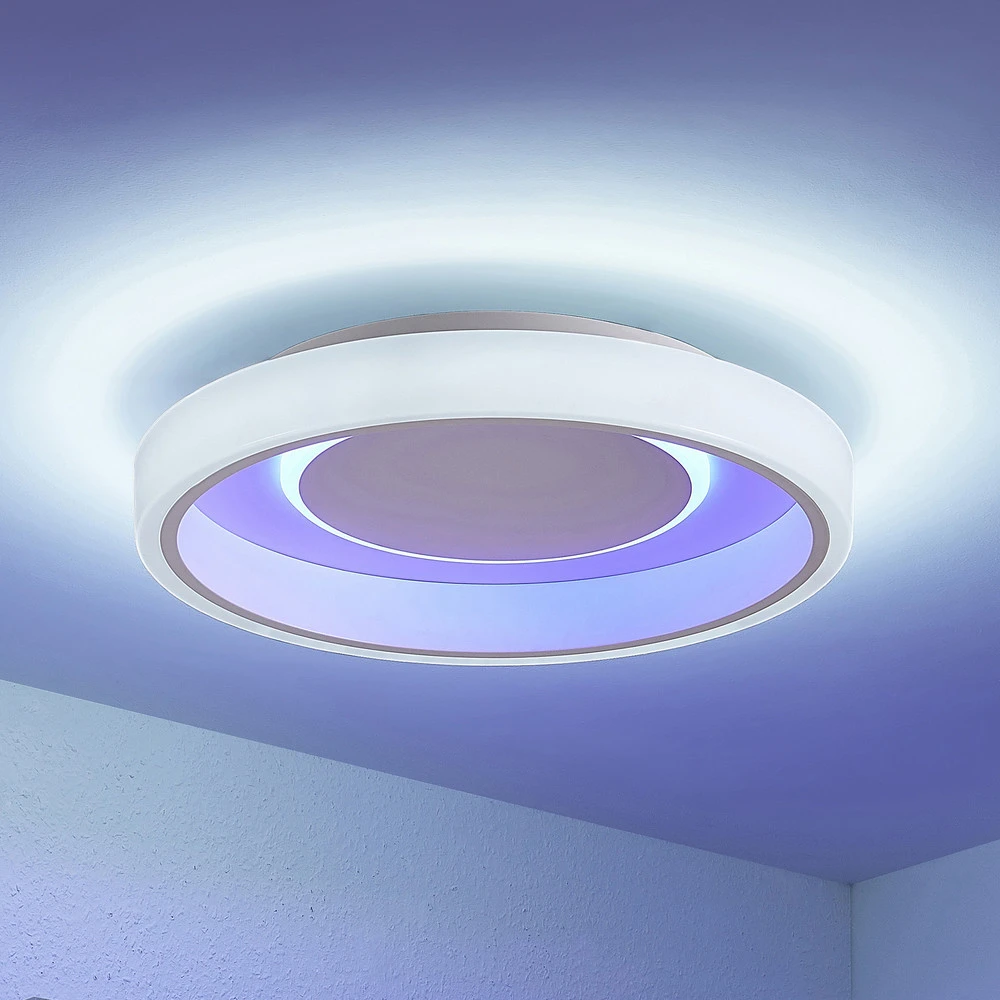Projecteur à motifs Lindby Wikani plafonnier LED, RVB, CCT, dimmable