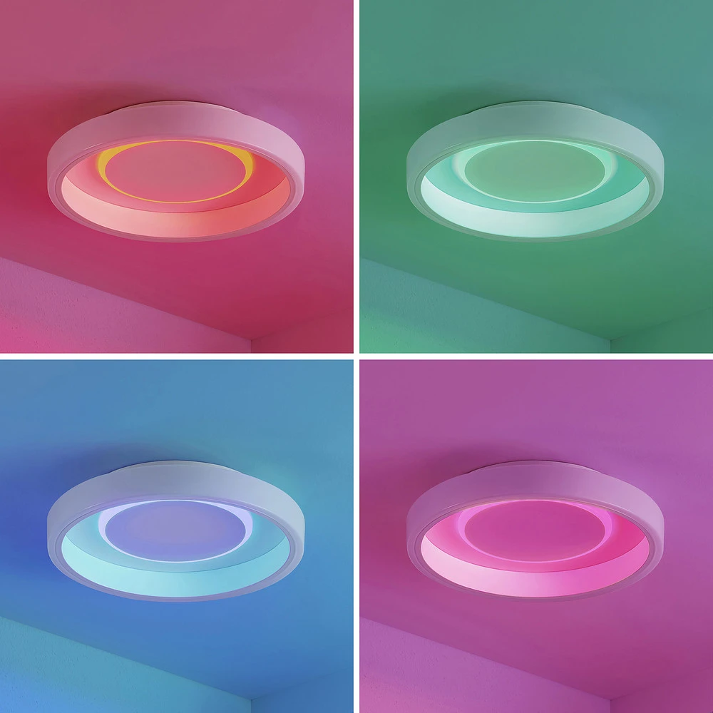 Projecteur à motifs Lindby Wikani plafonnier LED, RVB, CCT, dimmable
