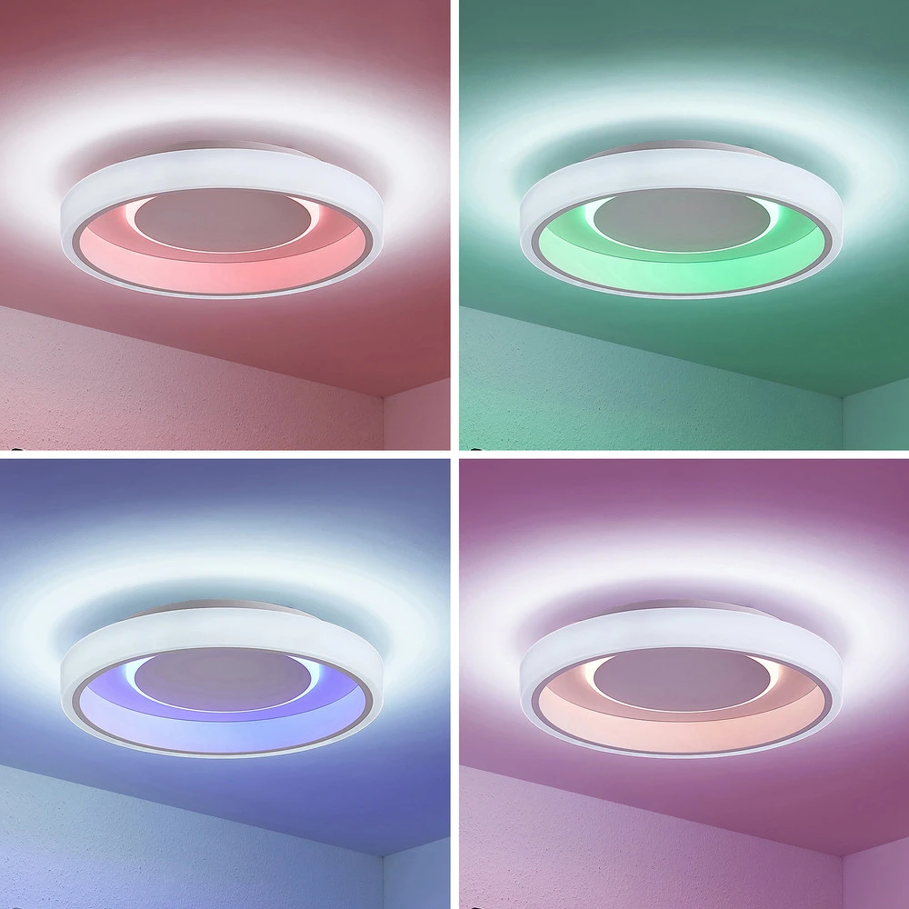 Projecteur à motifs Lindby Wikani plafonnier LED, RVB, CCT, dimmable