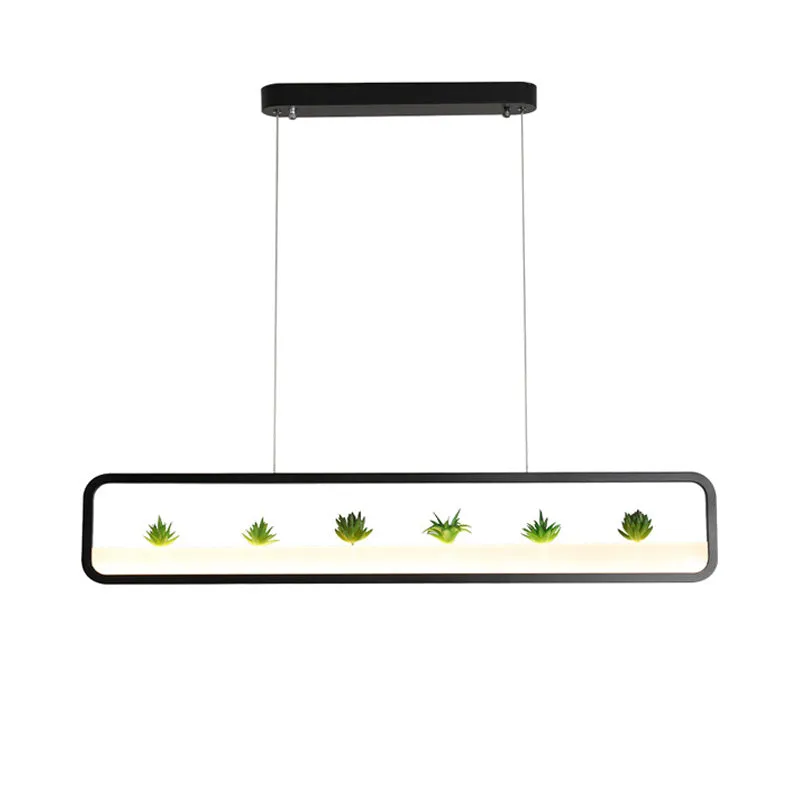 Projecteur à motifs Lustre rectangulaire en métal moderniste à LED de 27,5 po de vaste, plafonnier suspendu en blanc/noir...