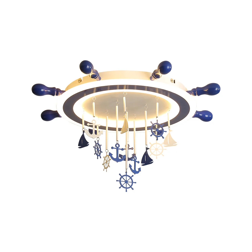 Projecteur à motifs Plafonnier LED en acrylique avec gouvernail nautique, plafonnier bleu pour chambre d'enfant avec décor...