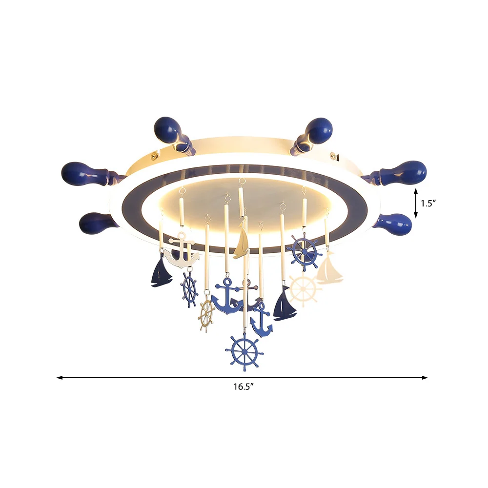 Projecteur à motifs Plafonnier LED en acrylique avec gouvernail nautique, plafonnier bleu pour chambre d'enfant avec décor...