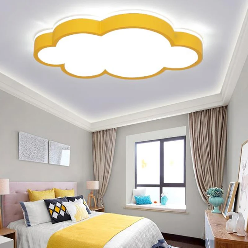 Projecteur à motifs Plafonnier LED en acrylique et métal avec abat-jour nuage, style dessin animé, luminaire suspendu en j...