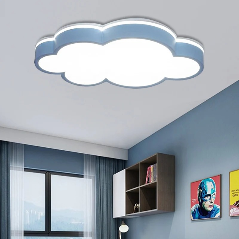 Projecteur à motifs Plafonnier LED en acrylique et métal avec abat-jour nuage, style dessin animé, luminaire suspendu en j...