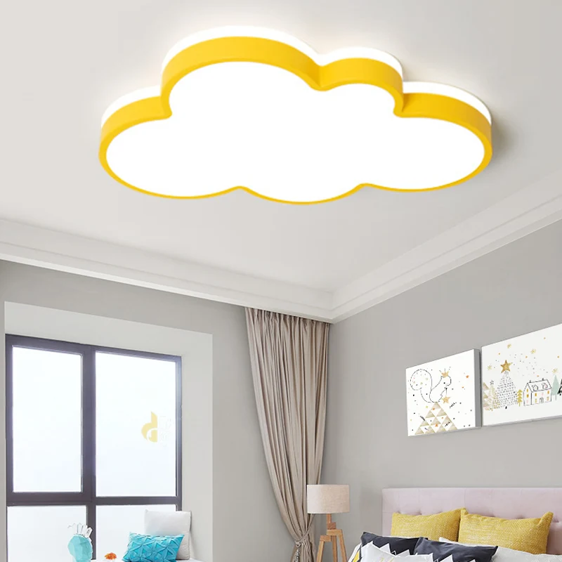 Projecteur à motifs Plafonnier LED en acrylique et métal avec abat-jour nuage, style dessin animé, luminaire suspendu en j...