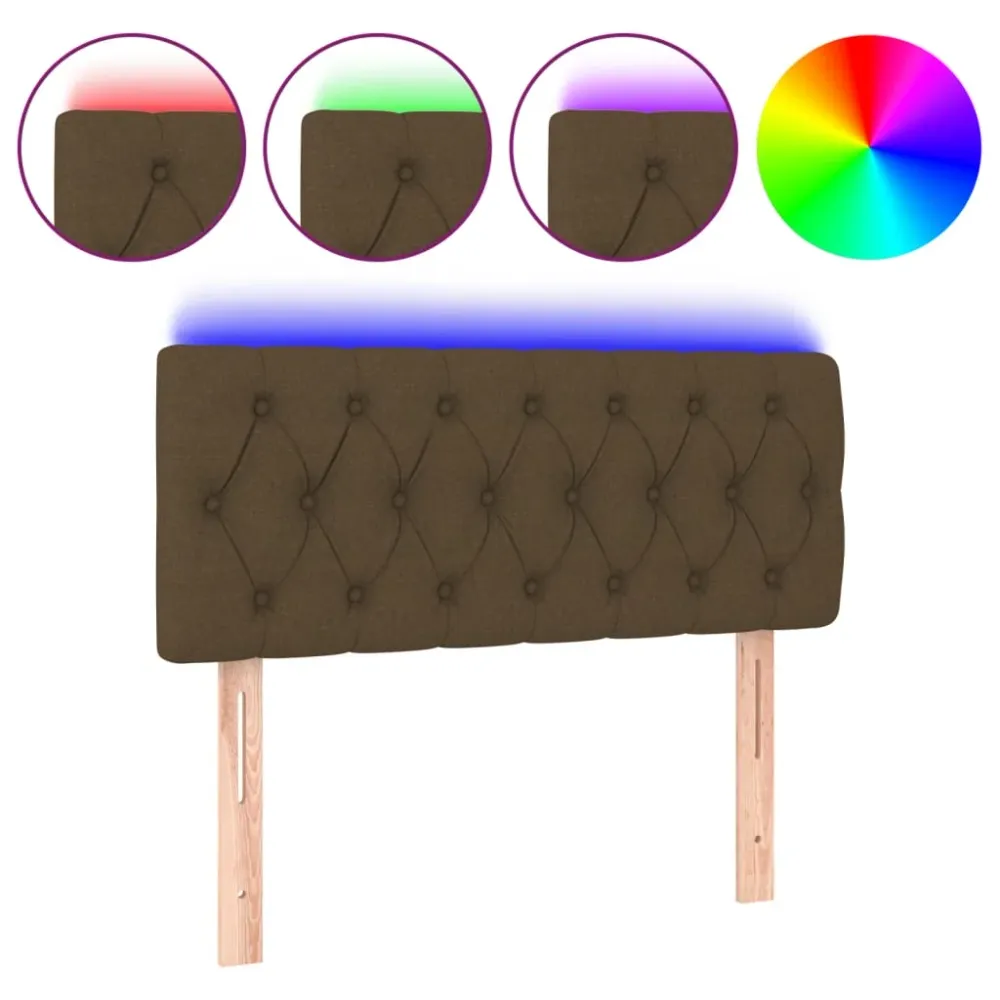 Projecteur à motifs Tête de lit accessoire couchage chambre à coucher meuble à LED 100 x 7 x 78/88 cm tissu marron ténébre...