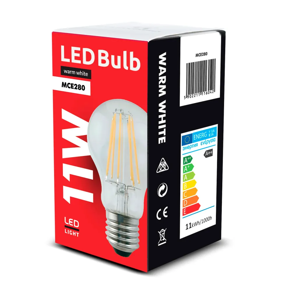 Rétro Edison Ampoule à Filament LED E27 Décorative Ancien Éclairage Blanc Chaud 3000K 230V (11W 1500lm)