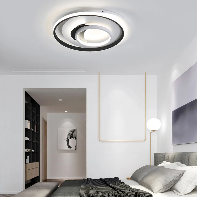 Runde Acryl-Einbauleuchte mit 18"/21,5" Durchmesser, récent schwarze LED-Deckenleuchte mit warmem/weißem Licht pour chambr...