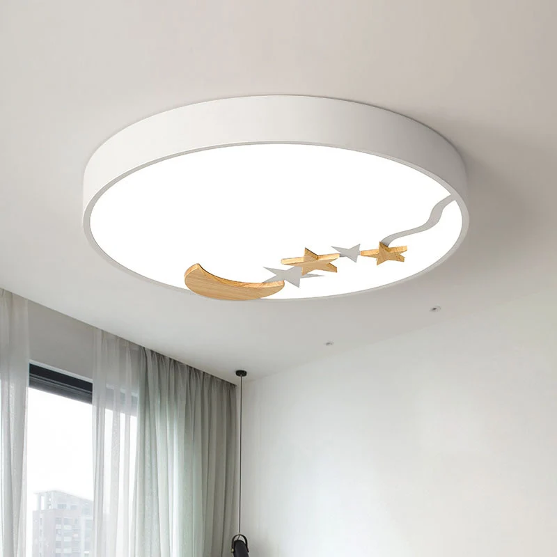Runde Metall-Einbauleuchte zeitgenössischem Grau/Weiß/Grün, 12"/16"/19,5" Durchmesser, LED-Deckenleuchte mit hölzerner Mon...