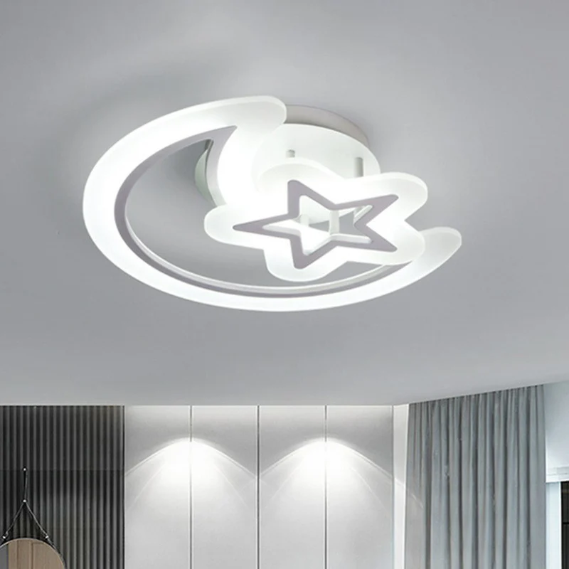 Semi-plafonnier LED en forme de croissant et d'étoile, en acrylique, de Style novateur, pour chambre à coucher, montage en...
