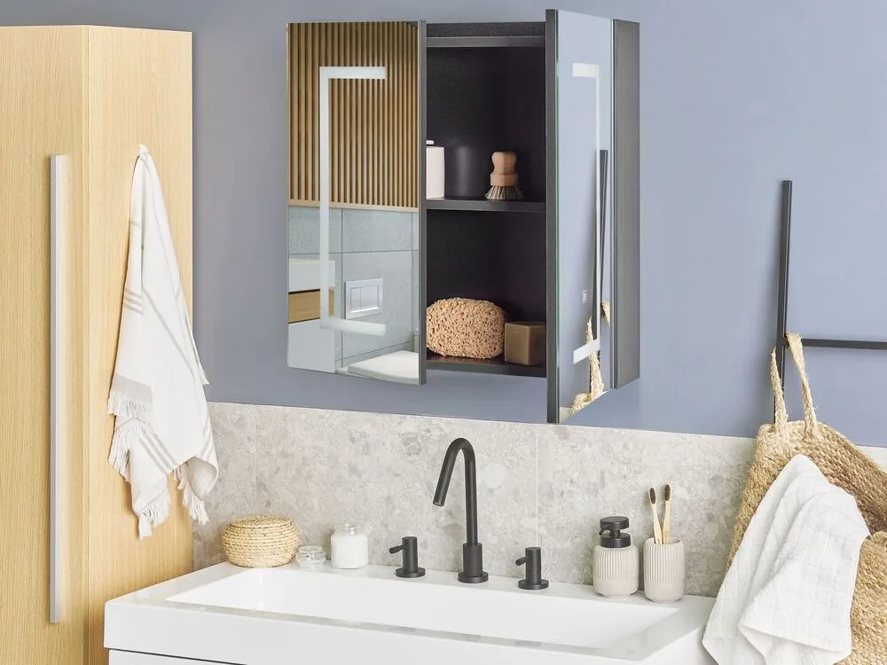 Spiegelkast met LED-verlichting zwart MAZARREDO