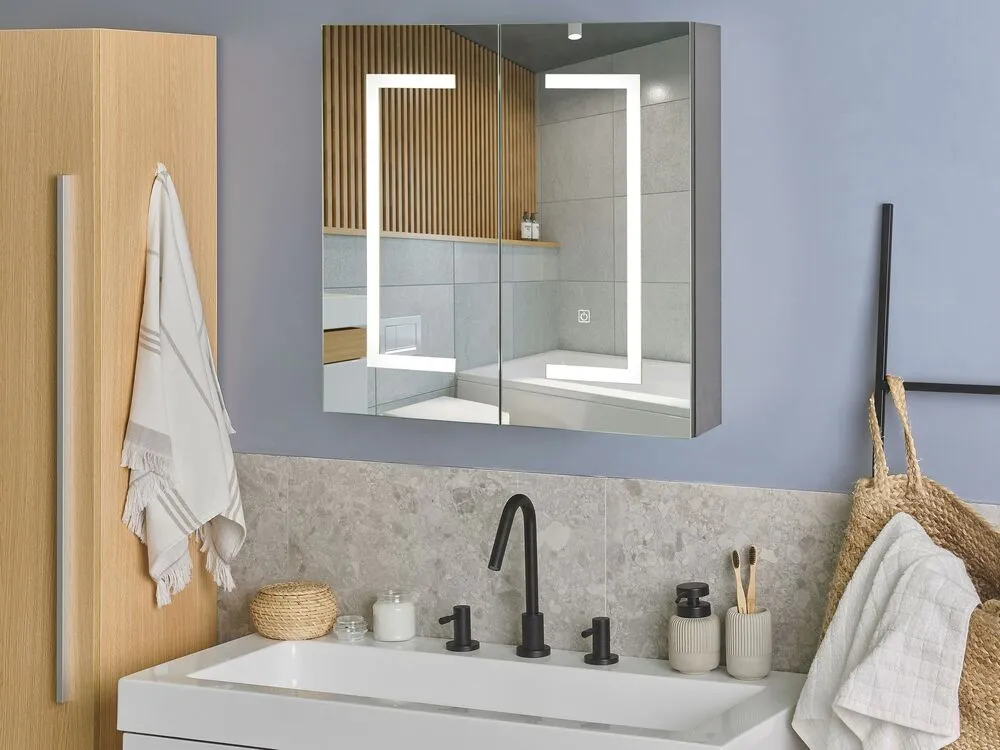 Spiegelkast met LED-verlichting zwart MAZARREDO
