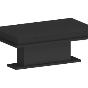 Table basse Léon, Table basse de salon, Meuble bas de rangement, Table basse, 100x55h42 cm, Anthracite avec lumière LED po...