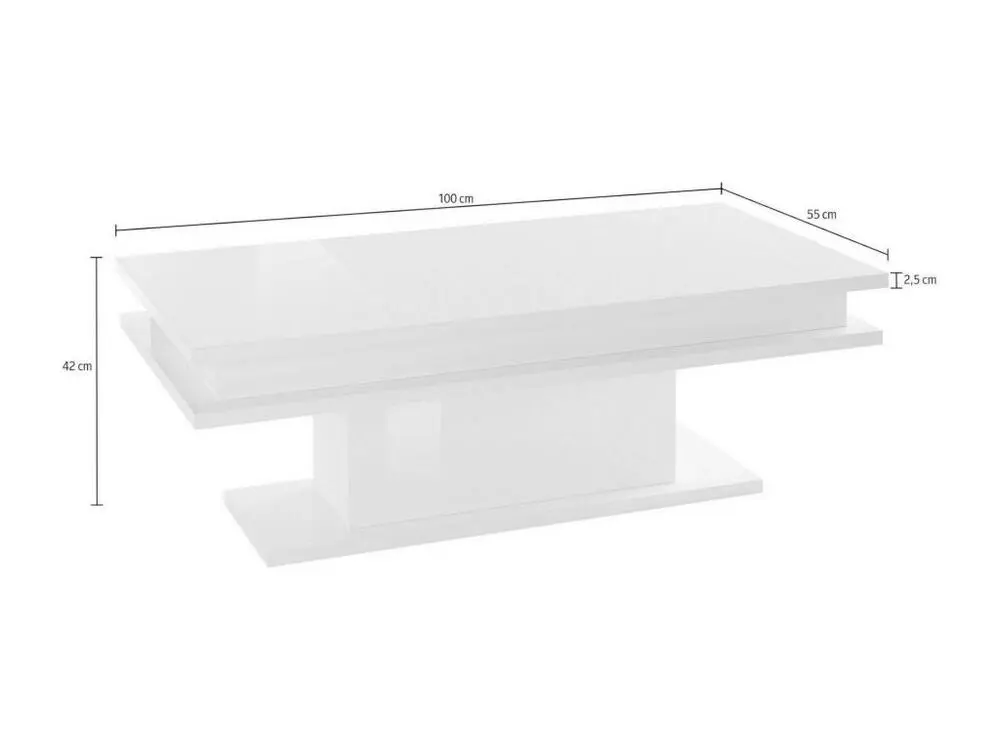 Table basse Léon, Table basse de salon, Meuble bas de rangement, Table basse, 100x55h42 cm, Anthracite avec lumière LED po...