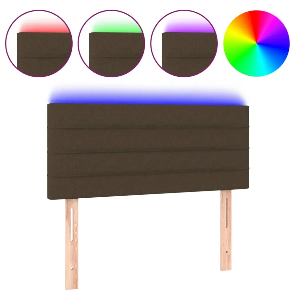 Tête de lit accessoire couchage chambre à coucher meuble à LED 100 x 5 x 78/88 cm tissu marron profond TDL0200900 en multi...
