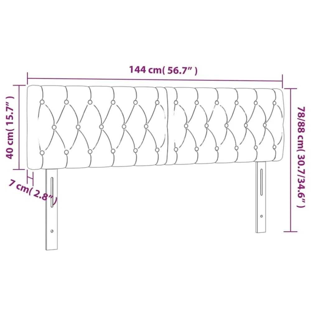 Tête de lit accessoire couchage chambre à coucher meuble à LED 144 x 7 x 78/88 cm tissu marron profond TDL0200870
