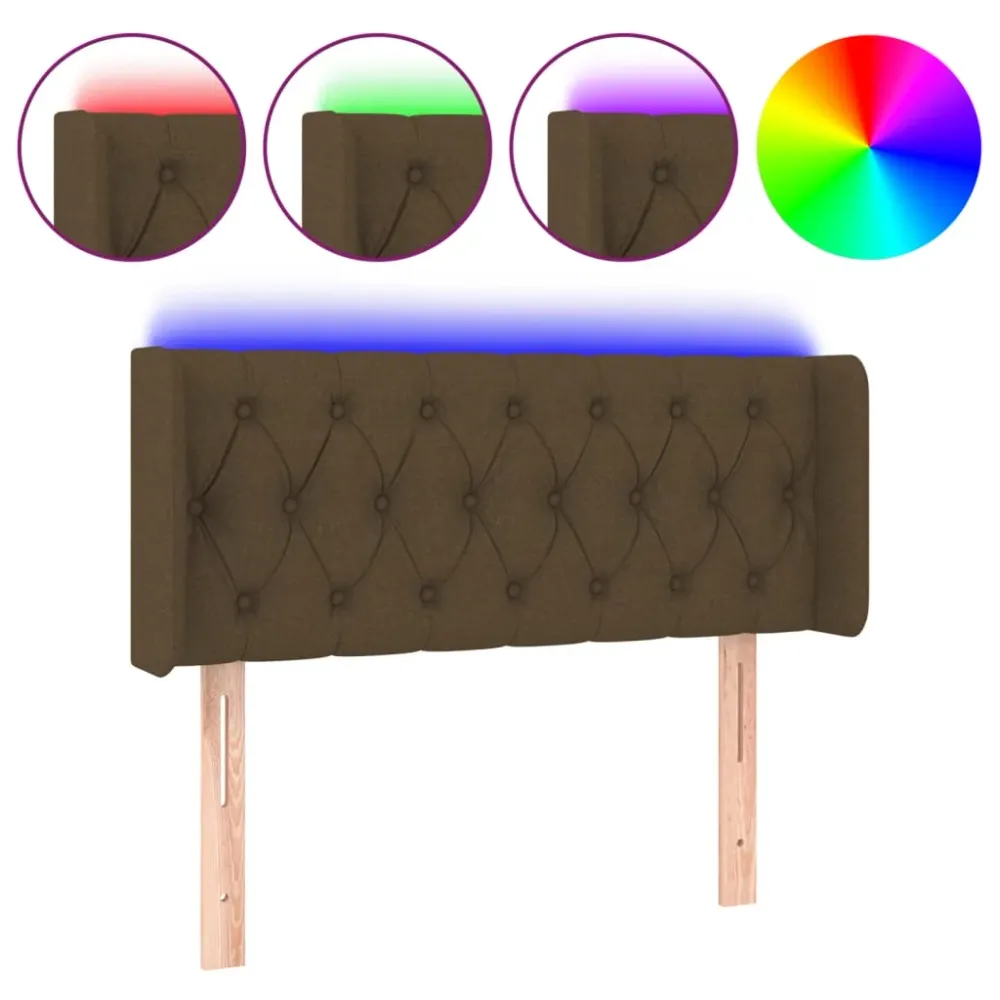 Tête de lit accessoire couchage chambre à coucher meuble à LED 93 x 16 x 78/88 cm tissu marron obscur TDL0200770
