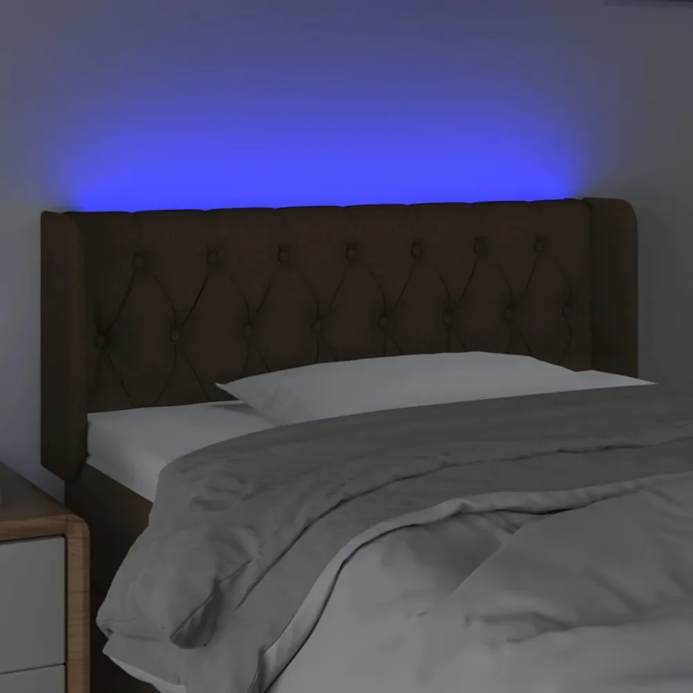 Tête de lit accessoire couchage chambre à coucher meuble à LED 93 x 16 x 78/88 cm tissu marron obscur TDL0200770