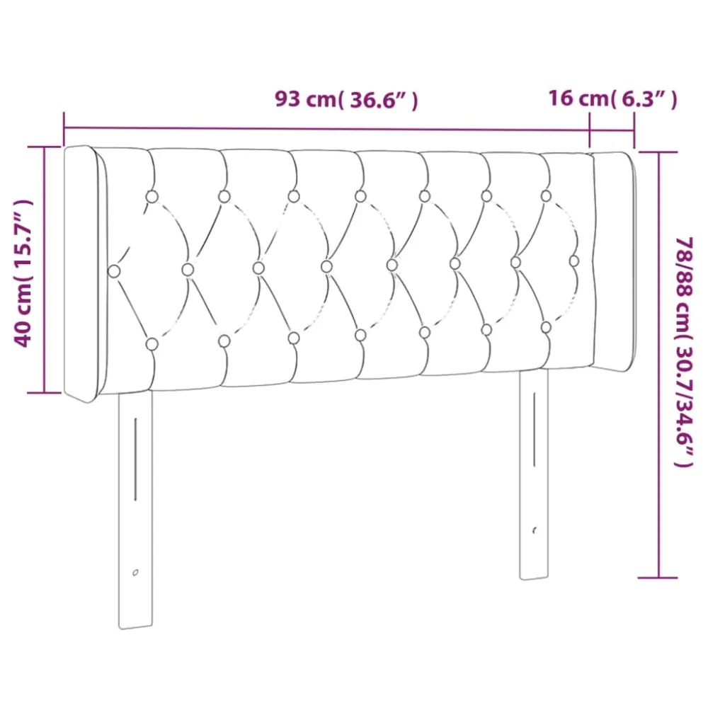 Tête de lit accessoire couchage chambre à coucher meuble à LED 93 x 16 x 78/88 cm tissu marron obscur TDL0200770
