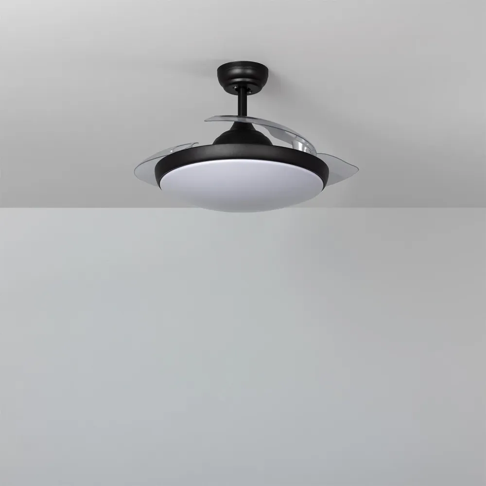 Ventilateur noir Kourak 106cm avec moteur DC et éclairage LED silencieux pour chambre d'enfant