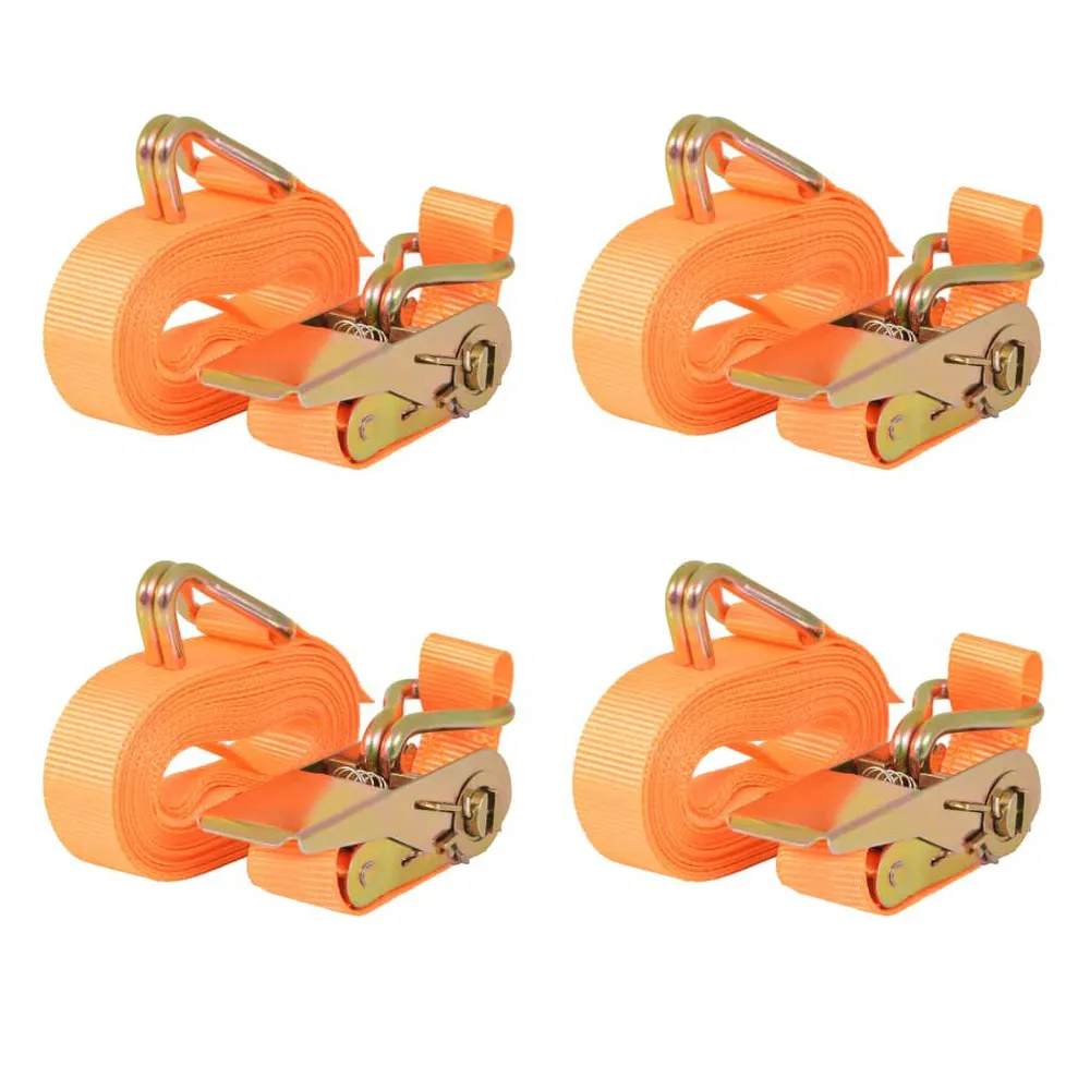 Bâche renforcée Sangle d’arrimage à cliquet 4 pcs 0,4 tonne 6 m x 25 mm Orange